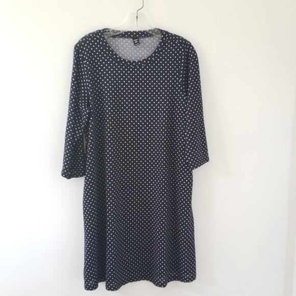 Shein Polka Dot Shift Dress Black White Crew Neck Women 2X - Picture 4 of 7